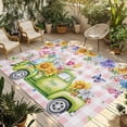 thumbnail image 1 of Spring Easter Outdoor Rug for Patio/Deck/Porch, Non-Slip Large Area Rug 4 x 6 Ft, Colorful Eggs Floral Truck Butterflies Pink Plaid Indoor Outdoor Rugs Washable Area Rugs, Camping Rug Carpet Runner, 1 of 8