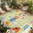 thumbnail image 1 of Spring Easter Outdoor Rug for Patio/Deck/Porch, Non-Slip Large Area Rug 4 x 6 Ft, Yellow Plaid Bunny Colorful Eggs Floral Indoor Outdoor Rugs Washable Area Rugs, Reversible Camping Rug Carpet Runner, 1 of 8