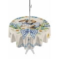 thumbnail image 1 of Spring Easter Outdoor Tablecloth - 54 Inch Round Dining Table Cover, Cute Rabbits Eggs Bow Daisy Tulips Plants Beige Waterproof Outdoor Table Cloth with Umbrella Hole & Zipper for Picnic/Patio/Party, 1 of 7
