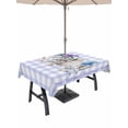 thumbnail image 1 of Spring Easter Outdoor Tablecloth - 54x80 Inch Rectangle Dining Table Cover, Bunny Botanical Flowers Leaves Purple Check Waterproof Outdoor Table Cloth with Umbrella Hole & Zipper for Picnic/Patio, 1 of 7