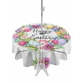 thumbnail image 1 of Spring Easter Outdoor Tablecloth - 60 Inch Round Dining Table Cover, Watercolor Eggs Tulips Flower Wreath Wood Gray Waterproof Outdoor Table Cloth with Umbrella Hole & Zipper for Picnic/Patio/Party, 1 of 7