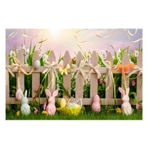 Spring Easter Photography Backdrops, Garden Floral Grass Rabbit Eggs Background Bunny Stand Photo Banner Tapestry Booth Props, 47"x32"