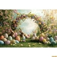 thumbnail image 1 of Spring Easter Photography Background Boho Flower Arch Door Bunny Colorful Eggs Rabbit Kids Birthday r Backdrop Photobooth, 1 of 5