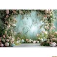 thumbnail image 1 of Spring Easter Photography Background Boho Flower Arch Door Bunny Colorful Eggs Rabbit Kids Birthday r Backdrop Photobooth, 1 of 5