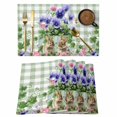 thumbnail image 1 of Spring Easter Placemats Set of 12, Purple Floral Summer Botanical Green Plaid Placemats for Dining Table, Place Mats for Kitchen Tabletop, Waterproof Wipeable Dining Table Mats Set, 1 of 9