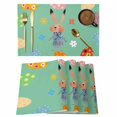 thumbnail image 1 of Spring Easter Placemats Set of 4, Bunny Colorful Eggs Floral Green Placemats for Dining Table, Place Mats for Kitchen Tabletop, Waterproof Wipeable Dining Table Mats Set, 1 of 9