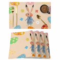 thumbnail image 1 of Spring Easter Placemats Set of 6, Bunny Colorful Eggs Floral Beige Placemats for Dining Table, Place Mats for Kitchen Tabletop, Waterproof Wipeable Dining Table Mats Set, 1 of 9
