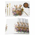 thumbnail image 1 of Spring Easter Placemats Set of 8 Bunny Floral Blooming Botanical Place Mats Indoor Wipeable Table Mats Washable Cloth Dining Table Placemats for Kitchen Holiday Party Home Decor 13x19 Inch, 1 of 9