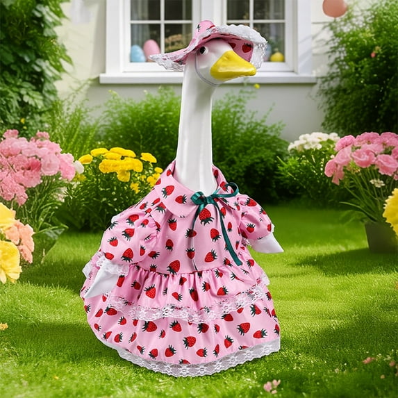 Spring Easter Porch Goose Outfit for 23" Lawn Goose – Farmhouse Style Seasonal Costume, Outdoor Garden, Patio & Porch Décor, Festive Spring Holiday Goose Clothing (D)