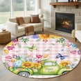 thumbnail image 1 of Spring Easter Round Rug 6ft Washable Circle Kitchen Rugs Non Slip Colorful Eggs Floral Truck Butterflies Pink Plaid Large Area Rug Indoor Floor Carpet for Bedroom Living Room Home Office Dining Room, 1 of 8