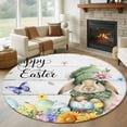 thumbnail image 1 of Spring Easter Round Rug 8ft Washable Circle Rugs Non Slip Watercolor Floral Rabbits Eggs Butterflies Wood Large Area Rug Indoor Floor Carpet for Bedroom Kitchen Living Room Home Office Dining Room, 1 of 8