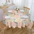thumbnail image 1 of Spring Easter Round Tablecloth 60 Inch - Waterproof Fabric Table Cloth Protector, Pink Teal Blue Easter Eggs Boho Feather Tablecloths Washable Table Cover for Kitchen Banquet Party, 1 of 6