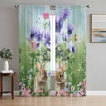 thumbnail image 1 of Spring Easter Sheer Curtains 72 Inch Length 2 Panels for Living Room, Purple Floral Summer Botanical Ombre Voile Kitchen Curtain Set, Luxury Privacy Drapes Window Treatment for Bedroom, 1 of 7