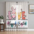thumbnail image 1 of Spring Easter Sheer Curtains 84 Inch Length 2 Panels Set Window Treatments, Colorful Gnomes Rabbits Eggs Flowers Love Beige Rod Pocket Semi Curtains for Living Room/Bedroom/Kitchen, 104"W x 84"L, 1 of 7