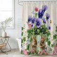 thumbnail image 1 of Spring Easter Shower Curtain Set, Waterproof Shower Curtains for Bathroom, Purple Floral Summer Botanical Rustic Washable Fabric Cloth Bath Curtain for Bathtub Decoration with Hooks 66x72 Inches, 1 of 9