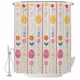 thumbnail image 1 of Spring Easter Shower Curtain, Waterproof Shower Curtains for Bathroom, Pink Yellow Vintage Eggs Floral Botanical Washable Fabric Bathtub Curtain Set Bath Decor with 12 Hooks Long 72"x84", 1 of 8