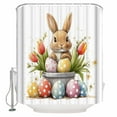 thumbnail image 1 of Spring Easter Shower Curtains for Bathroom Waterproof Fabric Bath Curtains Decor Bath Tub Curtain Cartoon Egg Bunny Tulip Flower Animal Decorative Shower Curtain Sets with 12 Hooks, 72x72 Inch, 1 of 6