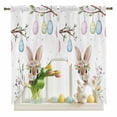 thumbnail image 1 of Spring Easter Swag Valance Curtains Bunny Cute Rabbit Colorful Eggs Flower Rod Pocket Swag Curtains Small Window Treatments for Kitchen Bathroom Bedroom 36" W x 45" L, 2 Panels, 1 of 9