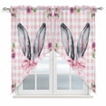 thumbnail image 1 of Spring Easter Swag Valances for Windows 2 Pack, Kitchen Window Curtains 36 Inch Length, Cute Rabbits Ears Bow Daisy Floral Pink Plaid Privacy Swag Curtains for Living Room/Bathroom 36"x36", 1 of 8