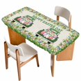 thumbnail image 1 of Spring Easter Table Cloths for 3 Foot Rectangle Tables, Easter Eggs Bunny Truck Botanical Burlap Patio Waterproof Elastic Fitted Tablecloths, Washable Rectangular Table Cover for Camping, 1 of 8