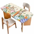 thumbnail image 1 of Spring Easter Table Cloths for 3 Foot Rectangle Tables, Rabbits Eggs Eucalyptus Branches Flowers Patio Waterproof Elastic Fitted Tablecloths, Washable Rectangular Table Cover for Camping, 1 of 8