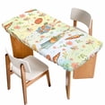 thumbnail image 1 of Spring Easter Table Cloths for 4 Foot Rectangle Tables, Bunny Carrots Eggs Floral Botanical Colorful Patio Waterproof Elastic Fitted Tablecloths, Washable Rectangular Table Cover for Camping, 1 of 8