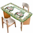 thumbnail image 1 of Spring Easter Table Cloths for 4 Foot Rectangle Tables, Easter Eggs Bunny Truck Botanical Watercolor Patio Waterproof Elastic Fitted Tablecloths, Washable Rectangular Table Cover for Camping, 1 of 8