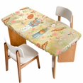 thumbnail image 1 of Spring Easter Table Cloths for 5 Foot Rectangle Tables, Bunny Carrots Eggs Floral Botanical Yellow Patio Waterproof Elastic Fitted Tablecloths, Washable Rectangular Table Cover for Camping, 1 of 8