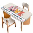 thumbnail image 1 of Spring Easter Table Cloths for 5 Foot Rectangle Tables, Colorful Gnomes Rabbits Eggs Flowers Love Beige Patio Waterproof Elastic Fitted Tablecloths, Washable Rectangular Table Cover for Camping, 1 of 8