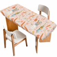 thumbnail image 1 of Spring Easter Table Cloths for 8 Foot Rectangle Tables, Bunny Carrots Eggs Floral Botanical Pink Patio Waterproof Elastic Fitted Tablecloths, Washable Rectangular Table Cover for Camping, 1 of 8