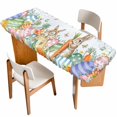 thumbnail image 1 of Spring Easter Table Cloths for 8 Foot Rectangle Tables, Rabbit Eggs Eucalyptus Leaf Floral Butterfly Patio Waterproof Elastic Fitted Tablecloths, Washable Rectangular Table Cover for Camping, 1 of 8