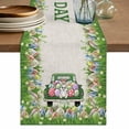 thumbnail image 1 of Spring Easter Table Runner 120 Inches, Easter Eggs Bunny Truck Botanical Burlap Bed Runner Dresser Scarves Tabletop for Indoor Outdoor Parties/Ceremony/Banquet, 13"x 120", 1 of 8