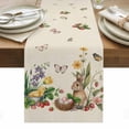thumbnail image 1 of Spring Easter Table Runner - 36 Inch Long, Kitchen Dining Table Runner Dresser Scarves, Country Bunny Chick Floral Butterflies Burlap Farmhouse Decor for Coffee Tables Wedding Party Banquet, 1 of 8