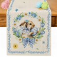 thumbnail image 1 of Spring Easter Table Runner 72 Inches Long for Kitchen Dining, Cute Rabbits Eggs Bow Daisy Tulips Plants Beige Dresser Scarf Farmhouse, Dining Table Decorations for Wedding/Parties, 14 x 72 In, 1 of 8