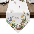 thumbnail image 1 of Spring Easter Table Runner Linen Burlap Table Runner 72 Inches Long Country Bunny Chick Floral Butterflies Watercolor Dresser Scarves for Kitchen Island Coffee Dining Party Holiday Decor 14"x72", 1 of 8