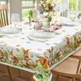 thumbnail image 1 of Spring Easter Tablecloth, Easter Eggs Bunny Floral Table Cloth Waterproof, Spring Rabbit Flowers Kitchen Table Decor for Dining Holiday Party 60x84 Inch Rectangle, 1 of 6
