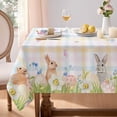 thumbnail image 1 of Spring Easter Tablecloth Rectangle - Bunny & Eggs Buffalo Plaid Flower Table Cloth, Stain Resistant Wrinkle Free Table Cover for Dinner/Party/Picnic/Outdoor, Gradient Checkered 60 x 102 Inch, 1 of 1