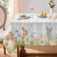 thumbnail image 1 of Spring Easter Tablecloth Rectangle - Bunny & Eggs Buffalo Plaid Flower Table Cloths, Stain Resistant Wrinkle Free Table Covers for Dinner/Party/Picnic/Outdoor, Grey Checkered 60 x 102 Inch, 1 of 6