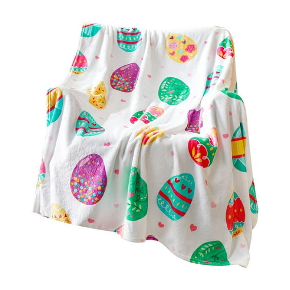 Spring Easter Throw Blankets,Lightweight Flannel Throw Blankets,Easter Bunny Throw Blankets,Kids Rabbit Blanket,Easter Rabbit Eggsthrow Blanket for Boys Girls,Bunny Fleece Blanket Sherpa Blanket