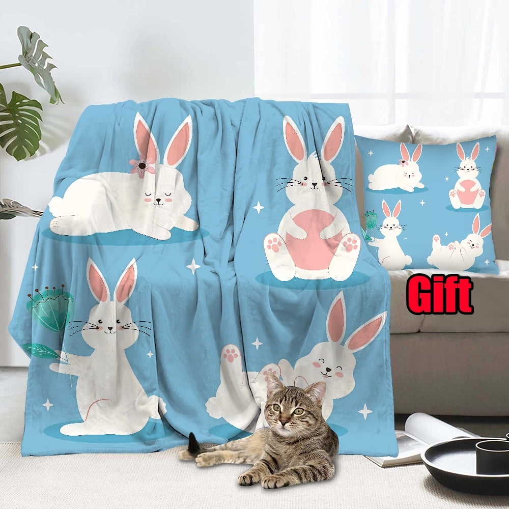 Spring Easter Throws Blanket With Pillow Cover For Bed Couch Living Room Sofa Chair 3D Printed