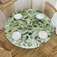 thumbnail image 1 of Spring Elastic Round Tablecloth Botanical Green Leaves Fitted Tablecloths for Round Table, 1 of 8