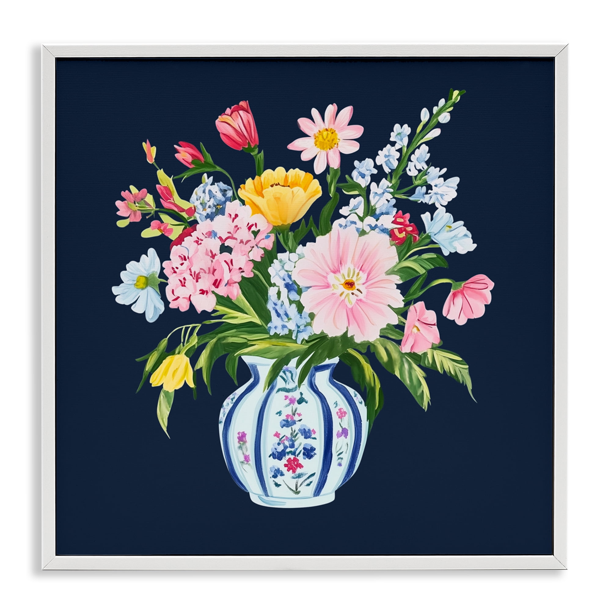 Spring Elegance Chinoiserie Vase White Framed Giclee Art, design by Yen