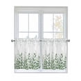 thumbnail image 1 of Spring Emerald Green Eucalyptus 2 Panel Kitchen Curtains for Small Windows, Botanical Leaf Country Bathroom Tier Curtain, Short Window Treatment for Bedroom/Living Room 55"x24", 1 of 6