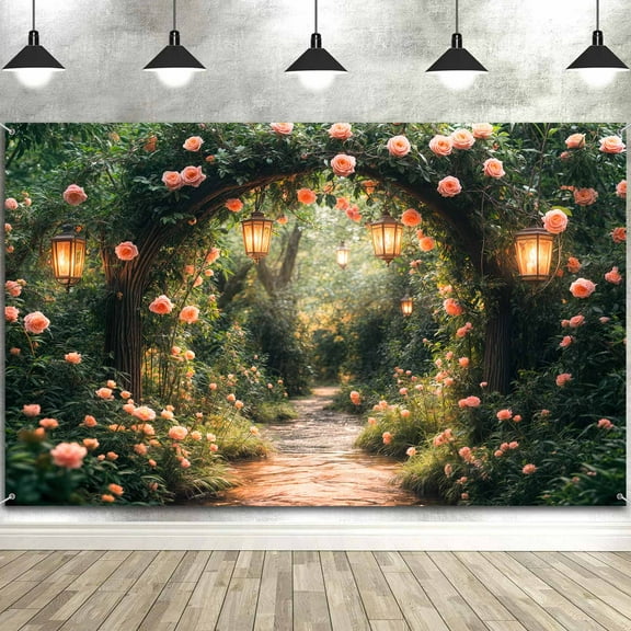 Spring Enchanted Garden Backdrop Fairy Magic Forest Party Decorations Banner Floral Wonderland Photography Background Wedding Party Decorations Fabric Decor Photo Booth Studio Props 7X5