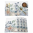 thumbnail image 1 of Spring Eucalyptus Coastal Placemats Set of 4 Summer Blue Starfish Shell Place Mats Indoor Wipeable Table Mats Washable Cloth Dining Table Placemats for Kitchen Holiday Party Home Decor 13x19 Inch, 1 of 9