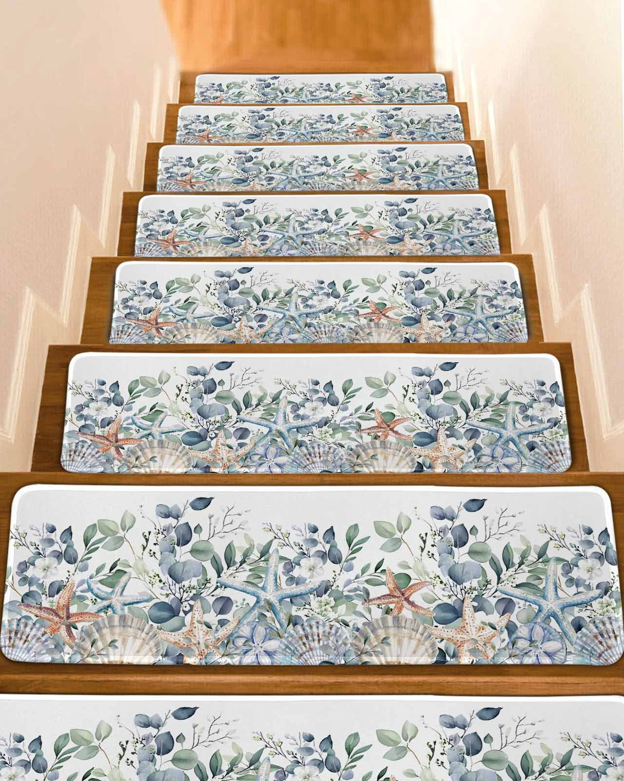 Spring Eucalyptus Coastal Stair Treads for Wooden Steps Indoor Runner ...
