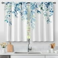 thumbnail image 1 of Spring Eucalyptus Kitchen Curtains - Blue Floral Watercolor Plant Leaves with Floral Botanical Tier Cafe Curtains for Bathroom Living RV Rod Pocket Window Drapes 36 Inch 2 Panels Set 28"x36", 1 of 5