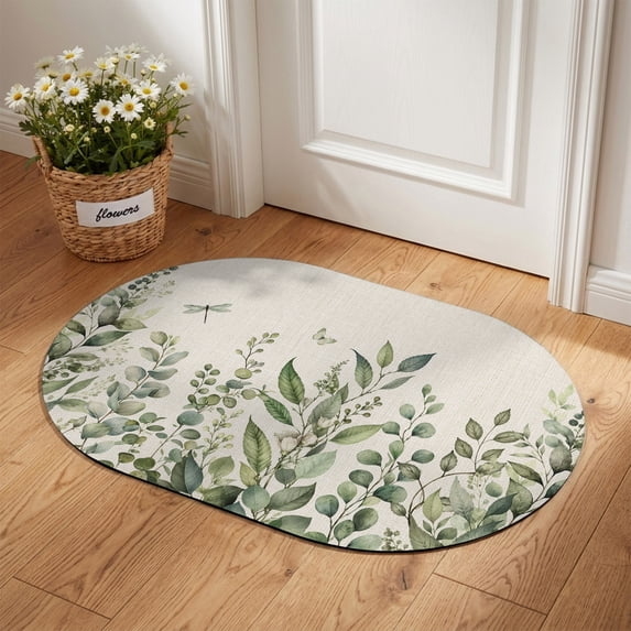 Create Leaf Spring Spring Eucalyptus Leaf Diatomaceous Earth Bath Mat, Country Vintage ...
