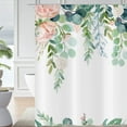 thumbnail image 1 of Spring Eucalyptus Leaf Shower Curtains Weighted Bottom Sage Green Watercolor Botanical Plants with Pink Flower Fabric Waterproof Washable 12 Hooks72''''x84'''' Green Leaf With Floral-weighted Hem, 1 of 6