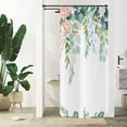 thumbnail image 1 of Spring Eucalyptus Leaf Small Stall Shower Curtains(36"X72"), Weighted Bottom Sage Green Watercolor Botanical Plants with Pink Flower Fabric Bathroom Curtain with Hooks, 1 of 6